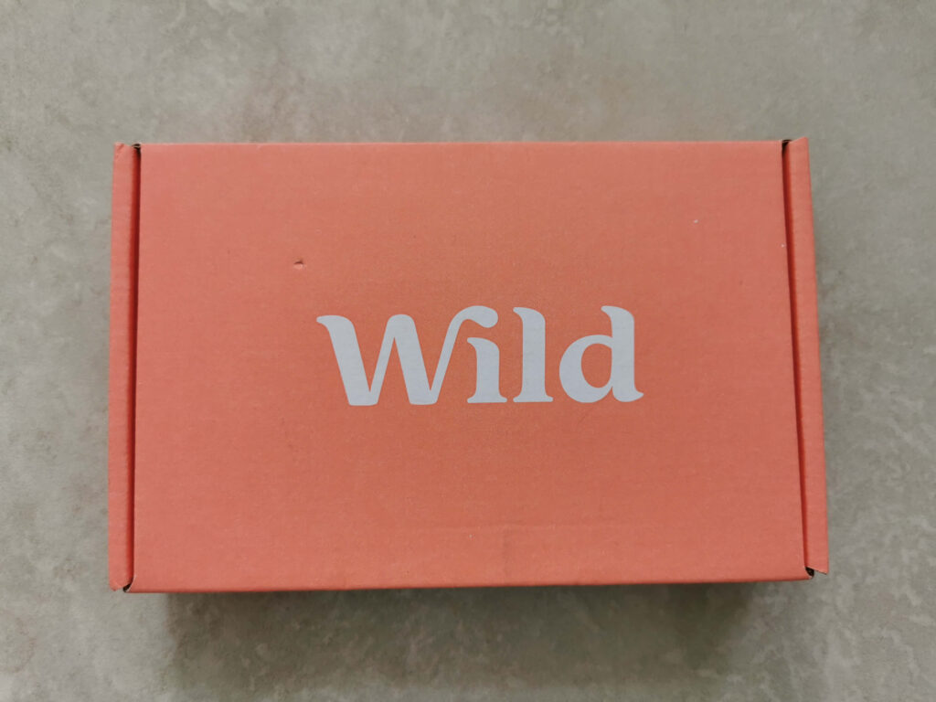 wild deodorant review - the outer cardboard box. Orange with 'Wild' written on it.