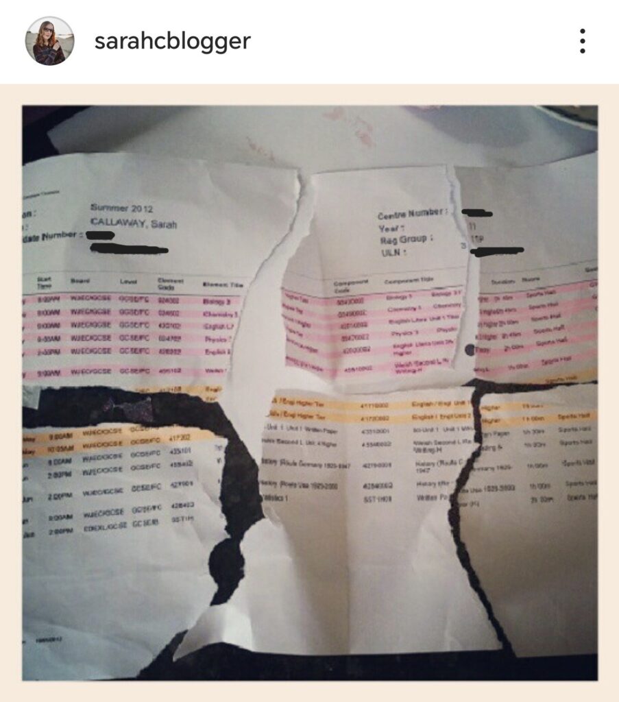 exam timetable from 2012