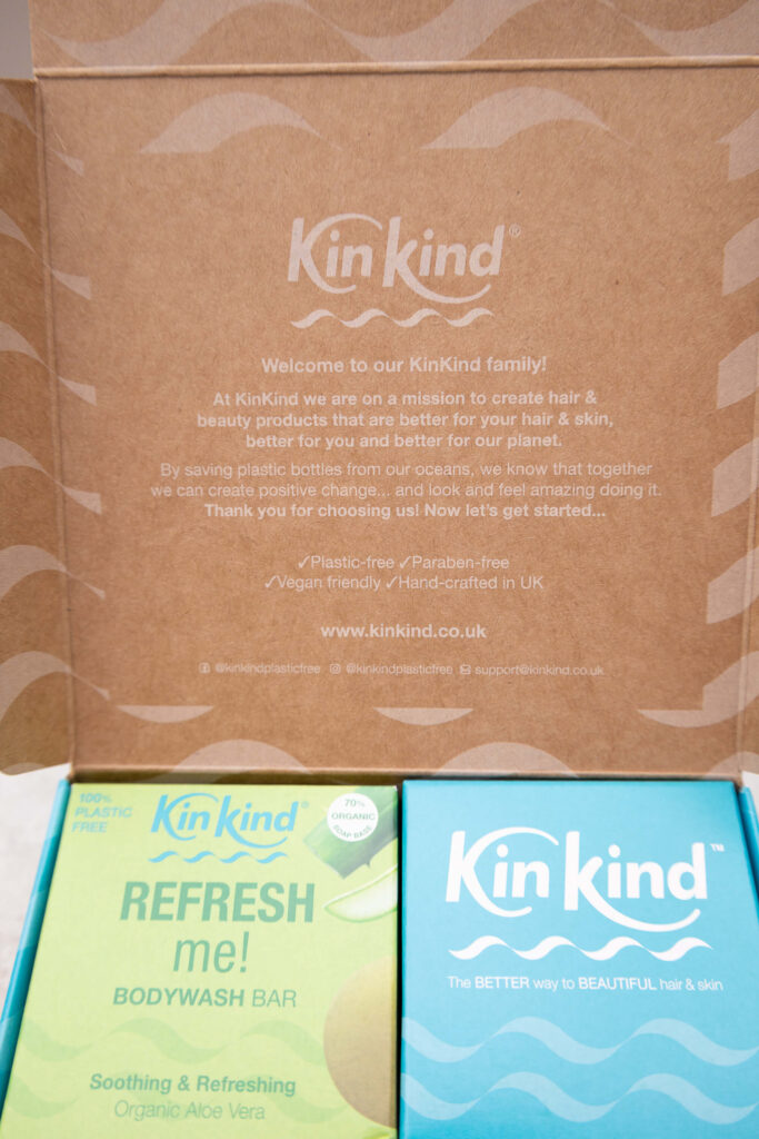 KinKind eco-friendly packaging with plastic-free and vegan hair and skincare products. Sustainable beauty mission.