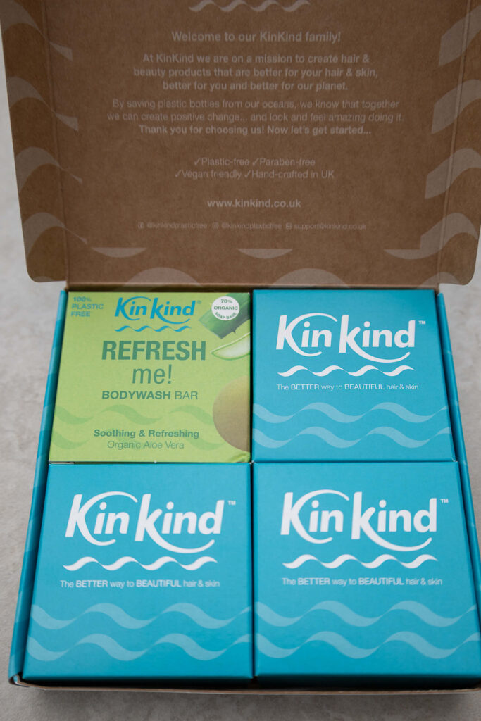 KinKind eco-friendly bodywash bars in a sustainable package, promoting plastic-free, vegan beauty.